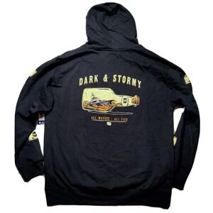 AVID Dark & Stormy Ship in A Bottle Men XL Black DoubleSided Pullover Hoodie NEW